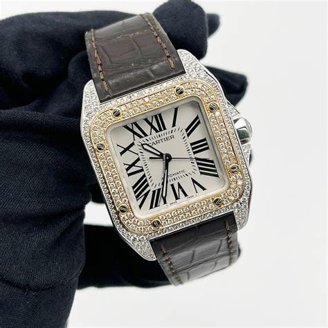 cartier santos used mens|cartier santos 100 diamond bezel.